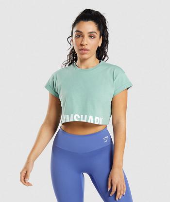 Przycięte Topy Damskie Gymshark Fraction Niebieskie | PL 2682MQZ